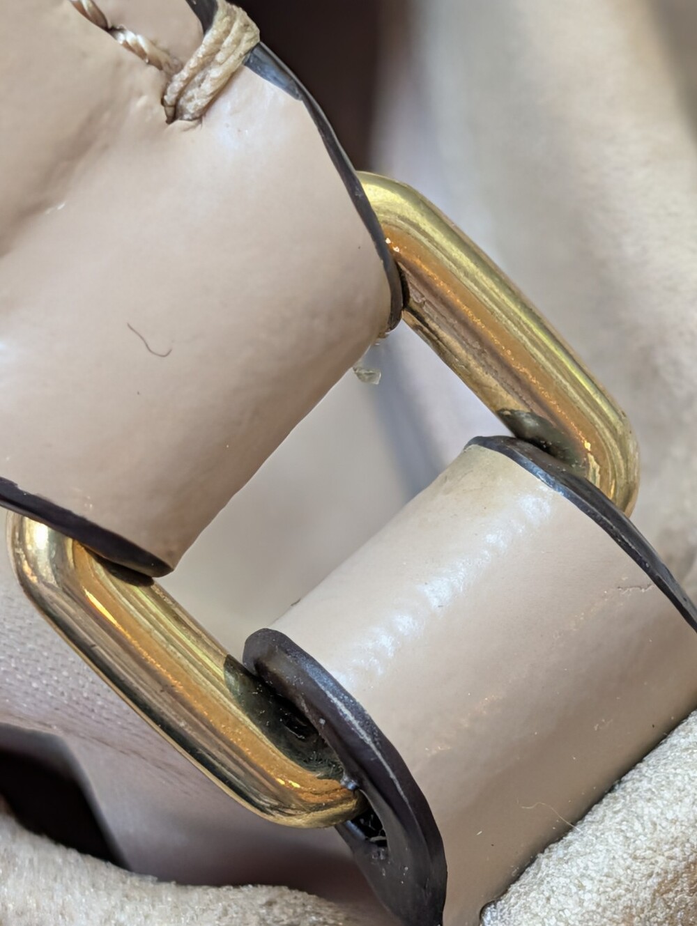 Coach Beige Suede Top Handle Bag with Leather Trim - Picture 10 of 12